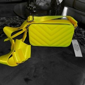 Vibrant Yellow Chevron Crossbody Bag